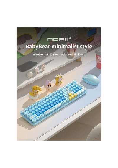 Mofıı Baby Bear Kablosuz Klavye Mouse Seti 2.4g Sevimli Ayıcık Tasarımlı 85 Tuş Kompakt Set Optik