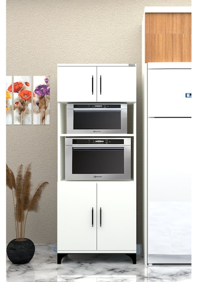 % 100 Mdf Çok Amaçlı Dolap, Fırın Ve Mikro Fırınlık Dolap Beyaz Beyaz Beyaz % 100 Mdf Çok Amaçlı Dolap, Fırın Ve Mikro Fırınlık Dolap Beyaz Beyaz Beyaz