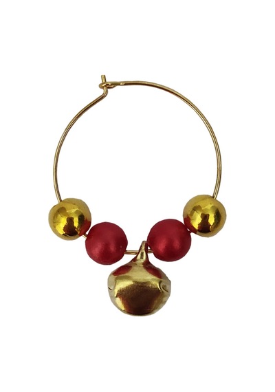 12 Adet Dekoratif Gold Mini Çanlı Yılbaşı Kadeh Süsü 3 Cm - Yılbaşı Kadeh Bileziği