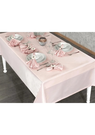 Kristal Monoray Kumaş A. Gri Sofra Takımı 8 Kişl. 160x220cm 17prç. - 724 pudra