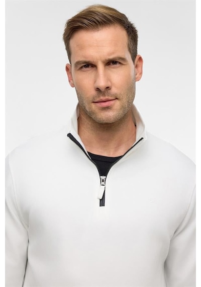 Süvari Beyaz Regular Düz Yarım Balıkçı Yaka Sweatshirt Beyaz