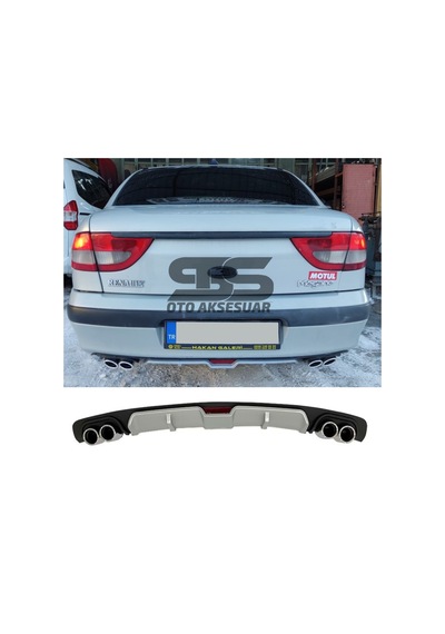 Renault Megane 1 Difüzör Arka Tampon Eki 4 Egzoz Çıkışlı Gri