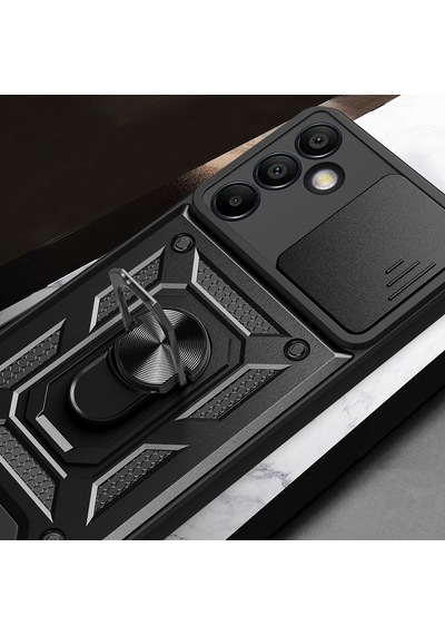 Samsung Galaxy Uyumlu S25 Fe Kılıf Kamera Korumalı Zırh Tank Sürgülü Vega Kapak Siyah