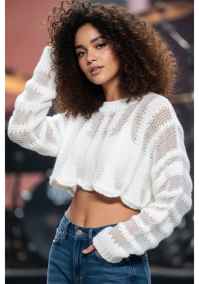 Fashion Cocktail Puffy File Örgü Yünlü Örme Transparan Mini Kısa Göbek Açık Bolero Tarzı Kombin Kazak Crop Ekru Fashion Cocktail Puffy File Örgü Yünlü Örme Transparan Mini Kısa Göbek Açık Bolero Tarzı Kombin Kazak Crop Ekru