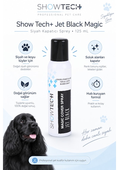 Showtech Jet Black Siyah Kedi Köpek Leke Kapatıcı Sprey 125ml