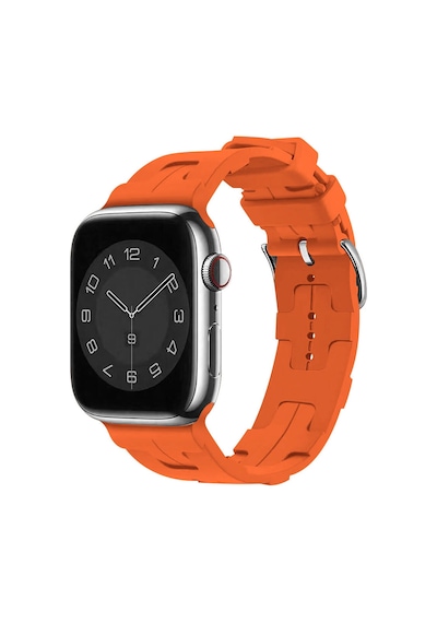 Ekılıf - Apple Uyumlu  Watch 44mm - Kordon Silikon Kordon Krd-92 - Turuncu