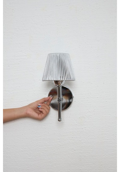 Gümüş Deri Alt Gümüş Metal Duvar Aydınlatması Ledli Aplik Gümüş