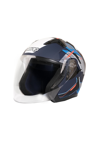 Gp Nero Mks006-mbc5b Şeffaf Vizörlü Motosiklet Yarım Kask Siyah Mavi Gri