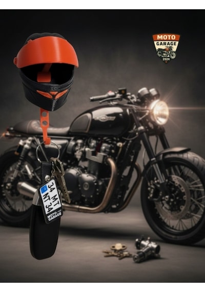 3d Baskı Hareketli Vizörlü Kask Anahtar Askılığı Kırmızı Siyah Motor & Motosiklet Severlere Özel