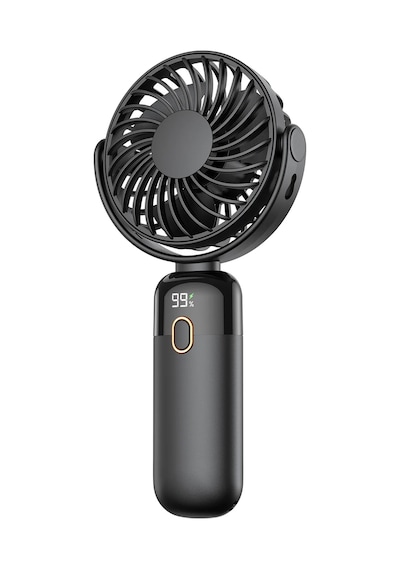 Warmco K70 Taşınabilir Şarjlı El Vantilatörü 2400mah 360 Döner Başlıklı Ve Standlı Dijital Ekranlı Soğutucu Fan Siyah