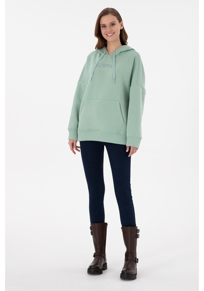 U.S. Polo Assn. Kadın Su Yeşili Kapüşonlu Sweatshirt 50292370-VR048