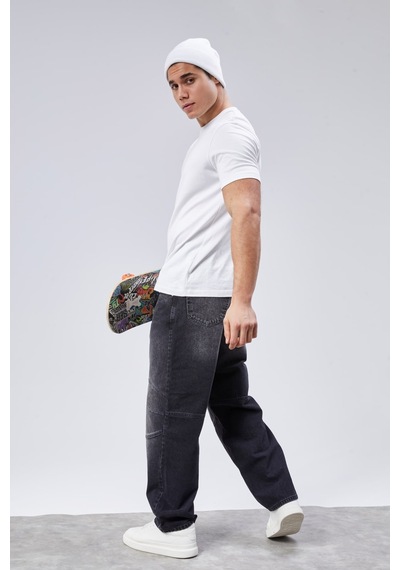 Cedy Denim Cedy Denım Yüksek Kalite Erkek Yüksek Bel Skater Baggy Jeanpantolon C362 Siyah