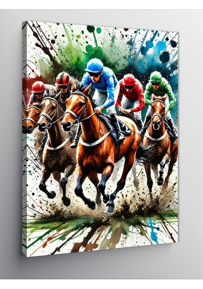 Kanvas Tablo At Yarışı Heyecanı 70cmx100cm