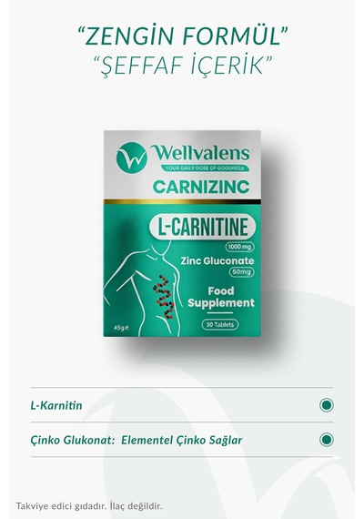Carnizinc L-karnitine 1000 Mg + Çinko Desteği 30 Tablet Diğer