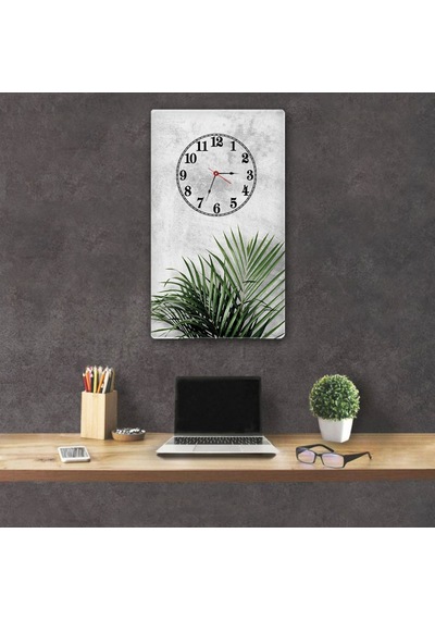 Decorıta Cam Saat | Gri Taş Dokulu Gri