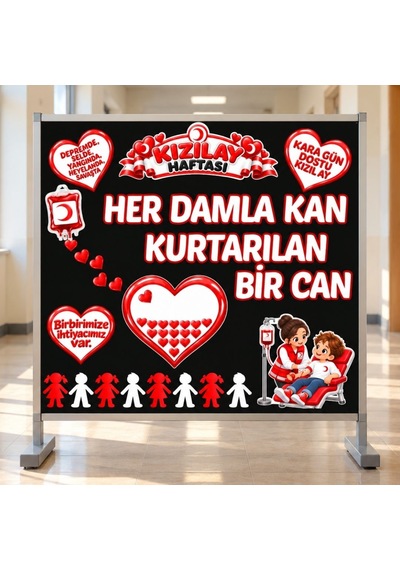 Kızılay Haftası Kan Bağışı Hazır Fügür Kesim Pano Süsü Tüm Yaşlar