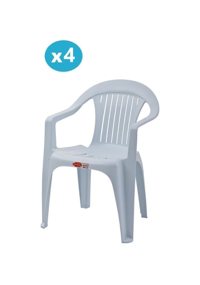 Omnipazar Sy-2510 Plastik Bahçe Koltuk Sandalye 4'lü Set Beyaz