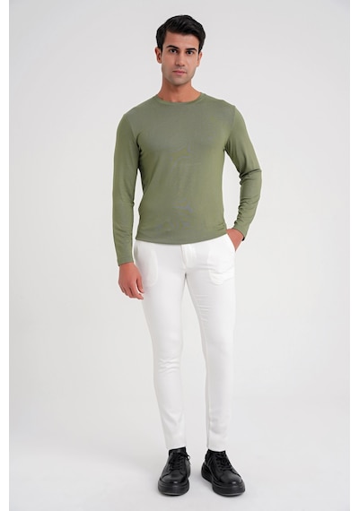 Efor P 1088 Slim Fit Yan Cep Esnek Pamuklu Casual Beyaz Pantolon Beyaz