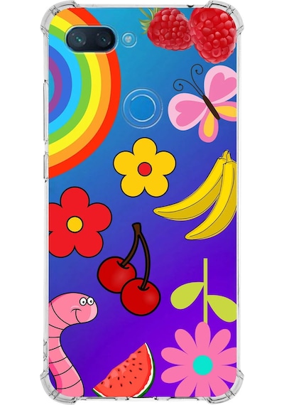 Prinrify Xiaomi Mi 8 Lite Uyumlu Water Color 5 Baskılı Şeffaf Köşe Korumalı Antişok Kılıf