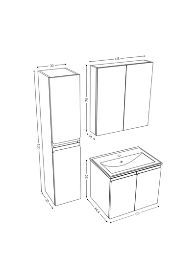Teta Home Zürih 65 Cm Mdf Gövde Membran Kapak Banyo Dolabı Seti + Boy Dolabı Teta Home Zürih 65 Cm Mdf Gövde Membran Kapak Banyo Dolabı Seti + Boy Dolabı
