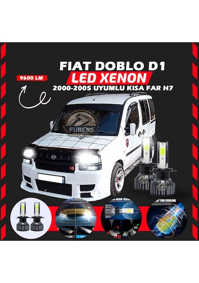Fiat Doblo D1 2000-2005 Kısa Far Uyumlu Şimşek Etkili Led Xenon Pro Series H7