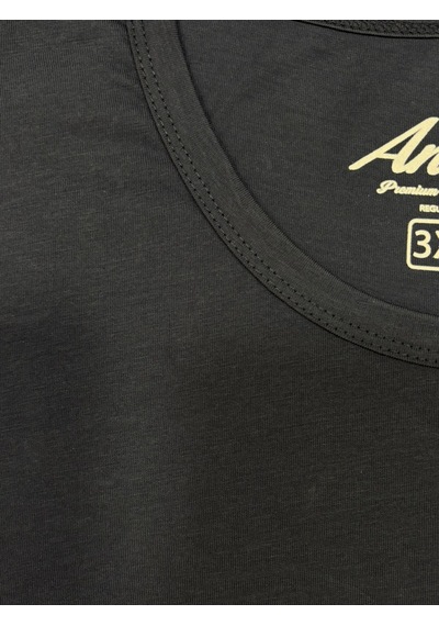 Yuvarlak Yaka Erkek Battal Düz Renk Pamuklu Basic Tshirt Siyah