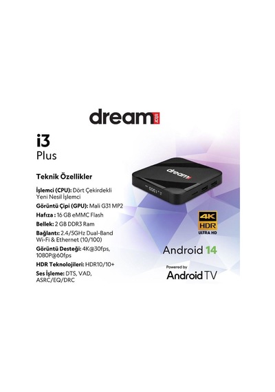 Dreamstar İ3 Plus Android Tv Box 2gb Ram 16gb Hafıza
