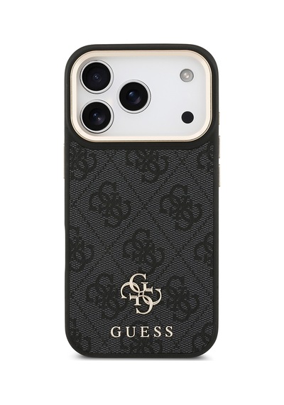 Apple Uyumlu iPhone 17 Pro Guess Lisanslı 4g Ve Yazı Logolu Kılıf&ekran&lens Koruyucu 3in1 Aksesuar Seti Siyah Siyah