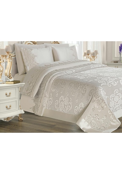 Çeyiz Diyarı Violet Pike Takımı 6 Parça Krem Violet