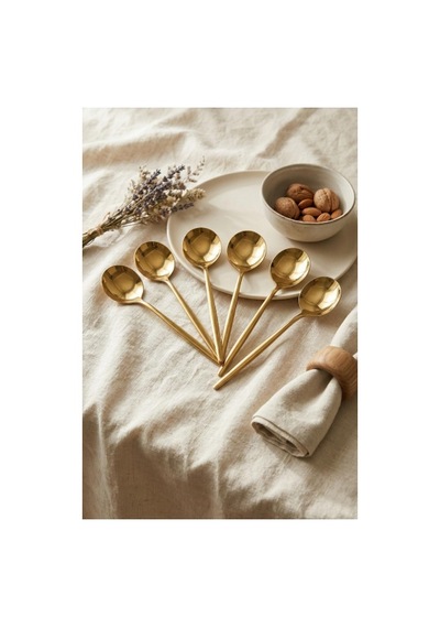 Northcity 6'lı Lüks Gold Paslanmaz Çelik Yemek Kaşığı Seti 21 Cm - Northcity