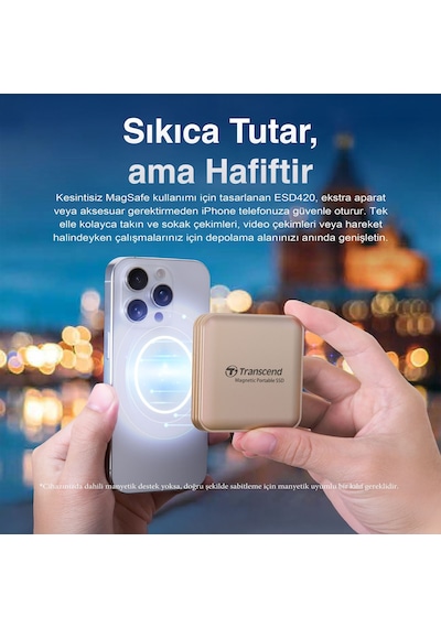 Transcend Ts1tesd420g 1tb, Usb,type C, 20gbps, 2000mb/s Magsafe Taşınabilir Harici Ssd - Gold