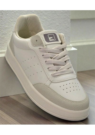 Papatay 1011 Hazır Taban Unisex Spor Ayakkabı Bağcıklı Rahat Sneaker Bej