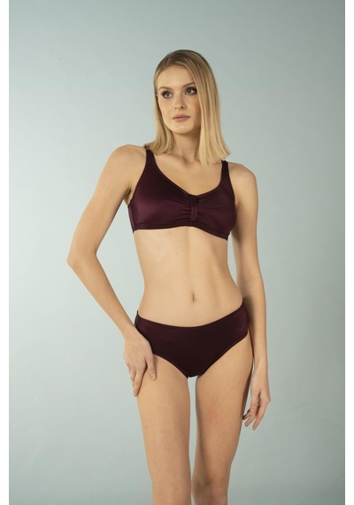 Estiva Luplu Toparlayıcı Yüksek Bel Büyük Beden Bikini Takımı - Mürdüm Çok Renkli