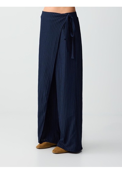 Jimmy Key Jimmy Key Lacivert Normal Bel Normal Paça Çizgili Uzun Örme Pantolon 6sw186694494