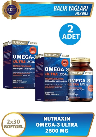 Nutraxin Vitals Omega-3 Ultra 2500 Mg 30 Softgel 2 Adet