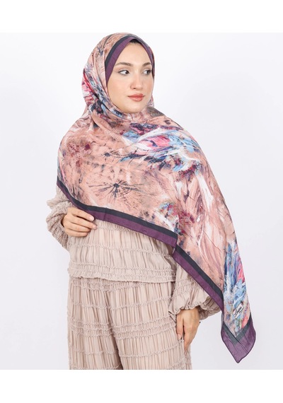 Luissa Bambu Kraş Şal Pastel Desen Mor