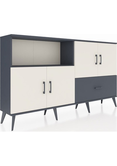 Arges Konsol 4 Raflı Tek Çekmeceli 4 Kapaklı 176x30x99 Antrasit-a Antrasit-aytaşı/antrasit Arges Konsol 4 Raflı Tek Çekmeceli 4 Kapaklı 176x30x99 Antrasit-a Antrasit-aytaşı/antrasit