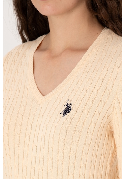 U.S. Polo Assn. Kadın Yavruağzı V yaka Basic Kazak 50313625-VR053