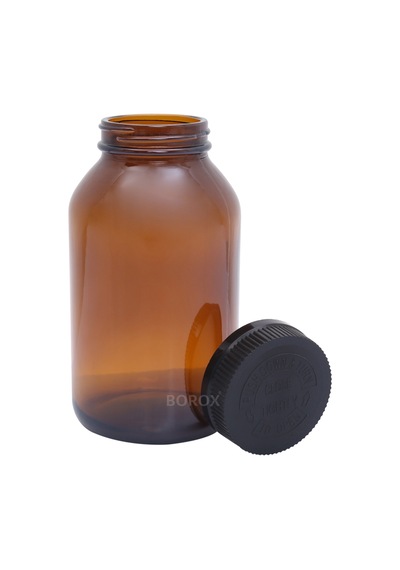 Borox Amber Cam Şişe 500 ML Bastır Aç Kapaklı Ecza Şişe