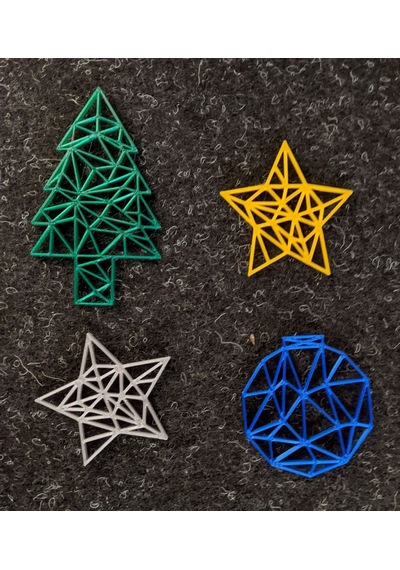 3 Adet 4 Parça Geometrik Yılbaşı Süsü 10 Cm