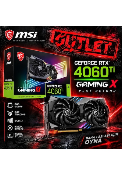 Msı Geforce Rtx 4060 Ti Gamıng X 8g Gddr6 128bit Dx12 Dlss 3 Gaming Oyuncu Ekran Kartı