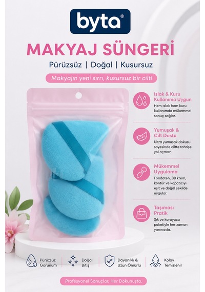 Parmak Bantlı Makyaj Süngeri Yumuşak Dokulu Fondöten Ve Pudra Uygulama Süngeri