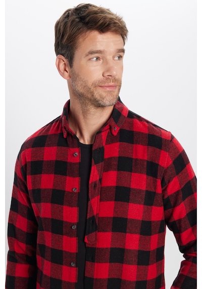 Tudors Erkek Slim Fit Dar Kesim Oduncu Düğmeli Yaka Kareli Kışlık Gömlek-32270 Çok Renkli Tudors Erkek Slim Fit Dar Kesim Oduncu Düğmeli Yaka Kareli Kışlık Gömlek-32270 Çok Renkli
