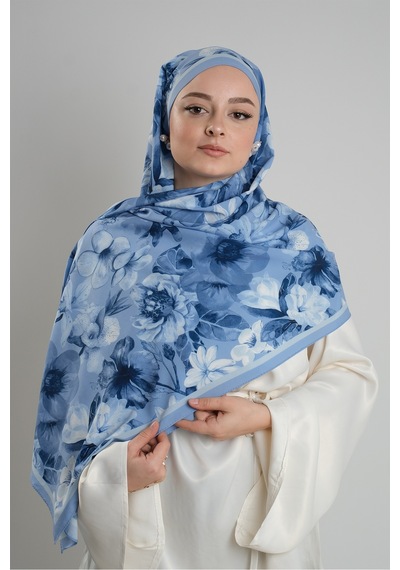 Giverny Bebe Mavisi Zera Şal Koleksiyon İtalyan Dikişli Mucize Kumaş Çiçek Desenli 202133 11