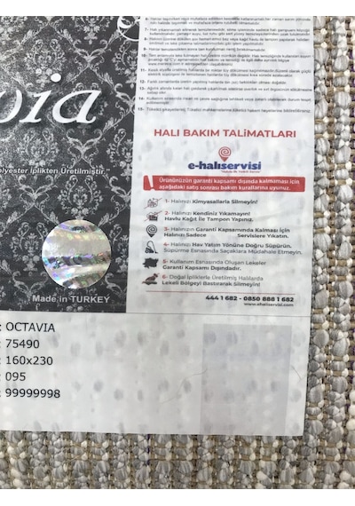 Merinos Halı Octavia 75490 095 Serisi Salon Oturma Yatak Odası Halısı Gri