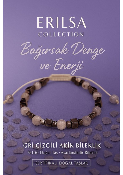Sertifikalı Sindirim Destekleyici Bağırsak Denge Bilekliği Gri Çok Renkli