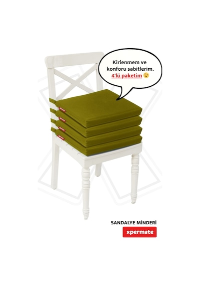 Xpermate 4'lü Sandalye Minderi Su İtici Kumaş 40 x 40 CM Yeşil