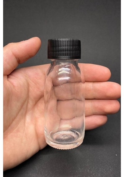 5 Adet 60 Ml Kilitli Siyah Kapaklı Şeffaf Detox Shot Şişesi 60 Cc Ginger Şat Beyaz Cam Şişe Diğer