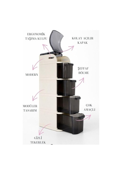Pro Slim Tekerlekli Dolap, 4 Çekmeceli Banyo Mutfak Organizer, 95x20x38.5 Cm Kahverengi Ve Beyaz Pro Slim Tekerlekli Dolap, 4 Çekmeceli Banyo Mutfak Organizer, 95x20x38.5 Cm Kahverengi Ve Beyaz