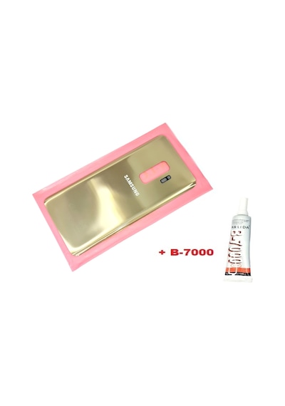 Samsung Galaxy Uyumlu S9 Plus Arka Pil Batarya Kapağı Cam+b-7000 Gold